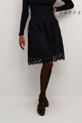 Kaffe KAemilia A-line Elastic Waist Lace Black Skirt (AC5199) | £60