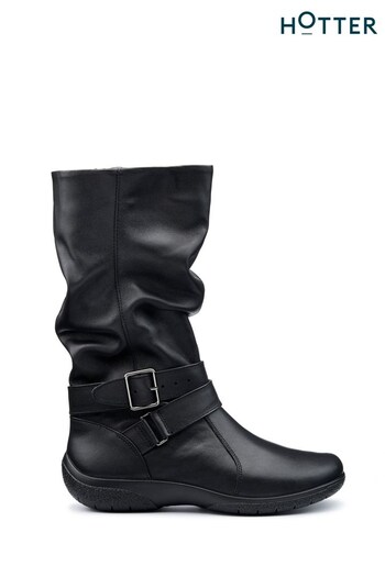 Hotter Black Dark Ballinderry Zip/Buckle Wide Fit Boots (AC5757) | £139