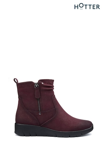 Hotter Red Wide Fit Epsom Zip Boots (AC5788) | £89