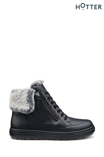 Hotter Black Rapid III Zip/Lace-Up Wide Fit Boots (AC5890) | £99