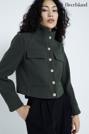 River Island Green Funnel Neck Jacket (AC5956) | £45