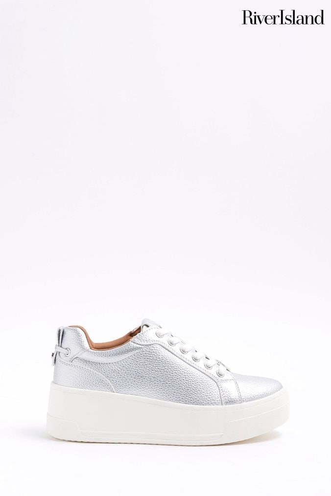 Silver platform trainers uk online