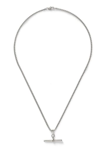 DCK Mens Silver Tone Stainless Tbar Necklace (AC6088) | £20