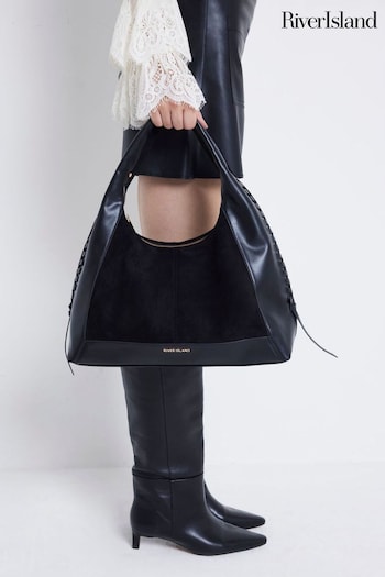 River Island Black Whipstitch Slouch Bag (AC6346) | £42