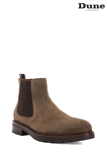 Dune London Brown Cheltenham Brushed Suede Chelsea Boots (AC6432) | £130