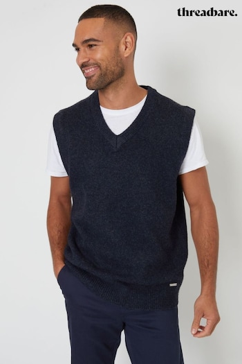 Threadbare Blue V-Neck Knitted Vest (AC6634) | £20