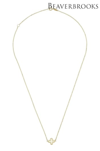 Beaverbrooks 9ct Yellow Gold Mother of Pearl Single Clover Necklace (AC6833) | £215