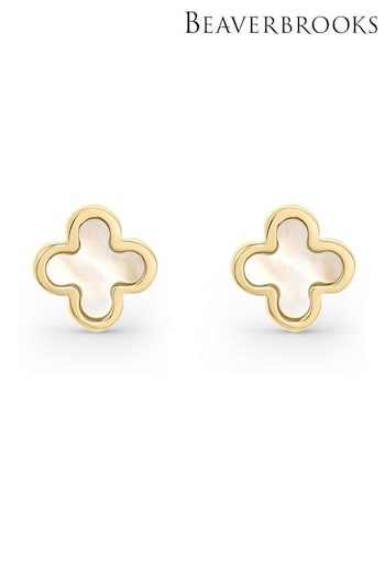 Beaverbrooks 9ct Yellow Gold Mother of Pearl Clover Stud Earrings (AC6838) | £135