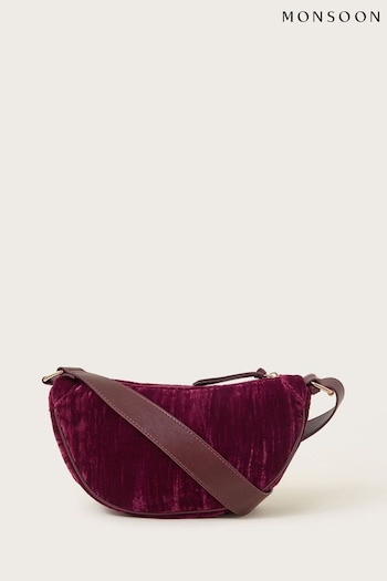 Monsoon Red Val Crushed Velvet Sling Bag (AC6879) | £39