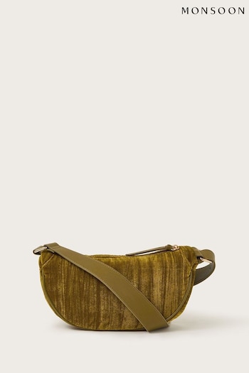 Monsoon Green Val Crushed Velvet Sling Bag (AC6888) | £39