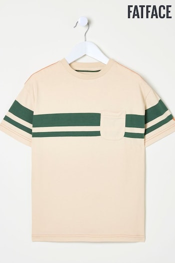 FatFace Light Natural Chest Stripe 100% Cotton T-Shirt (AC7070) | £10