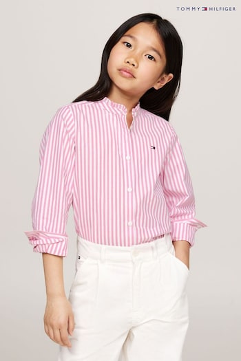 Tommy Hilfiger Pink Ruffle Collar Long-Sleeved Blouse (AC7090) | £45