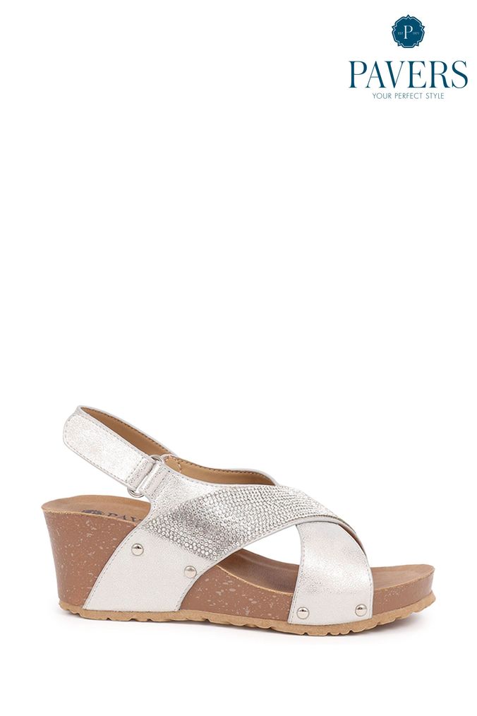 Pavers silver wedge sandals on sale