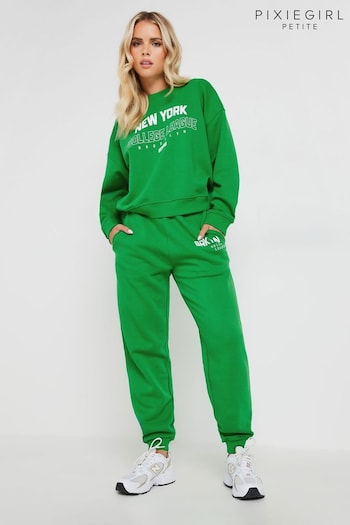 PixieGirl Petite Green New York Cuffed Joggers (AC7466) | £24