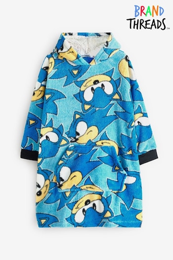 Brand Threads Blue Boys Sonic The Hedgehog Hooded Blanket (AC7649) | £20 - £27