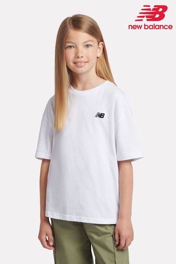 New Balance White Small Girls Logo 100% Cotton T-Shirt (AC7679) | £20 - £24