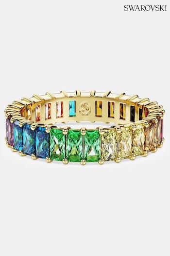 Swarovski Natural Baguette Cut Multicolored Gold-Tone Plated Matrix Ring (AC7716) | £119