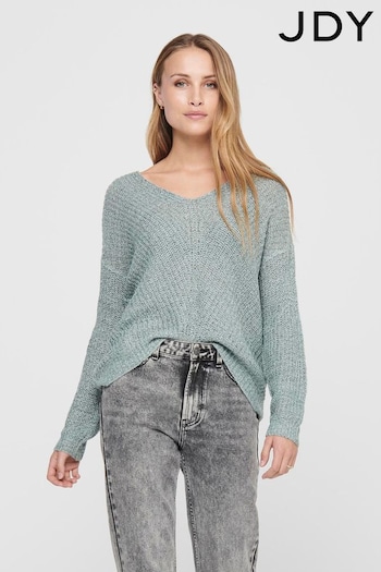 JDY Green V-Neck Knitted Pullover Jumper (AC7788) | £22