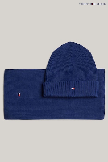 Tommy Hilfiger Small Blue Flag Beanie Scarf Giftpack (AC7800) | £60