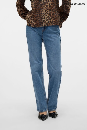 VERO MODA Blue High Waist Full Straight Leg Jeans (AC7937) | £48