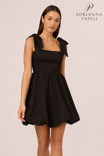 Adrianna Papell Tie Shoulder Bubble 100% Cotton Black Dress (AC8264) | £139