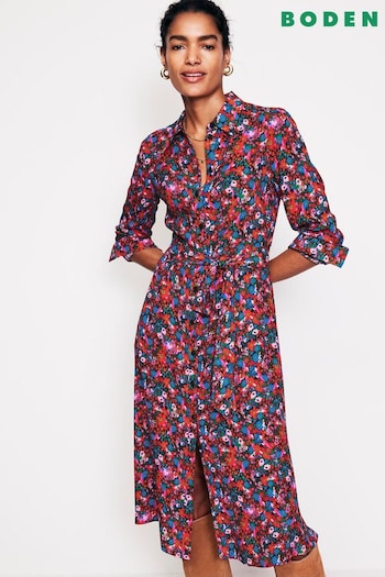 Boden Red Kate Midi Shirt Dress (AC8460) | £125