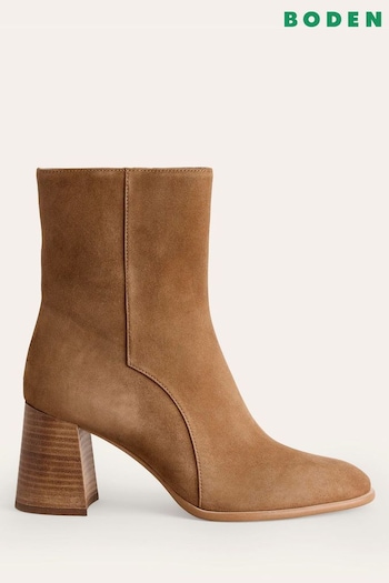 Boden Brown Heeled Leather Mid boots fuerte (AC8462) | £170