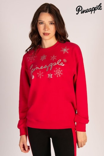 Pineapple Red Womens Snowflake Sweatshirt (AC8473) | £30