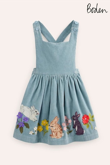 Boden Blue Cord Appliqué Pinafore Dress (AC8488) | £39 - £45