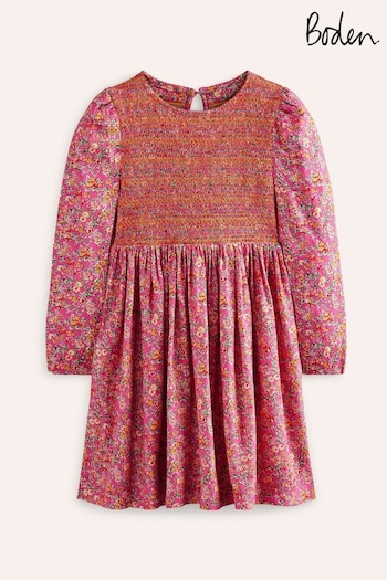 Boden Pink Shirred Bodice Woven Pepe Dress (AC8517) | £35 - £39