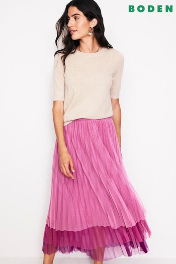 Boden Red Tulle Tiered Maxi Skirt (AC8552) | £110