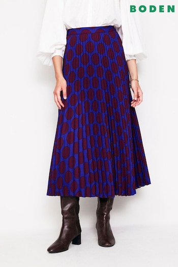 Boden Brown Camilla Pleated Midi Skirt (AC8557) | £130