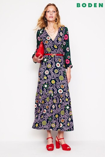 Boden Blue Ophelia Wrap Midi Jersey Dress (AC8667) | £110