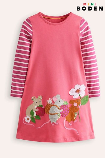 Boden Pink Elsie Big Appliqué Dress (AC8724) | £29 - £35