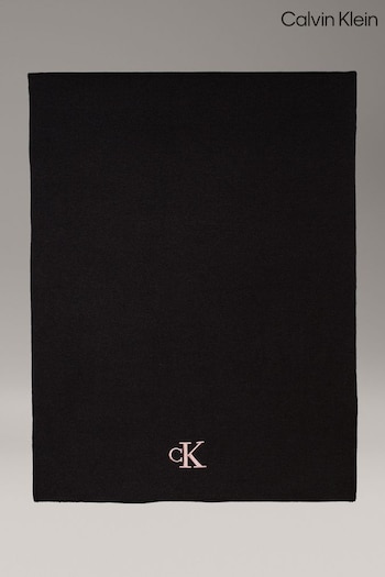 Calvin Klein Black Monogram Embroidered Scarf (AC8798) | £55