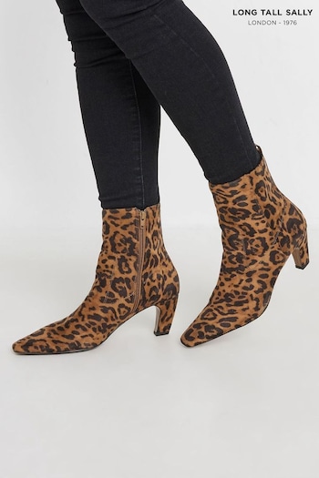 Long Tall Sally Brown Mid Heel Ankle Boots (AC9024) | £60