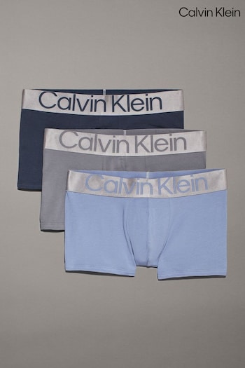 Calvin Klein Blue Large Logo Band Trunk 3-Pack Boxers (AC9085) | £46