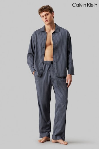 Calvin Klein Blue 100% Cotton Long Sleeved Button Down And Trousers Set (AC9113) | £90