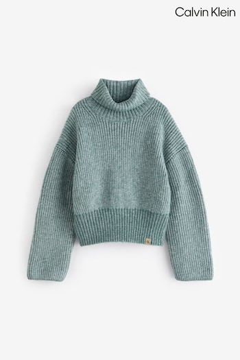 Calvin Klein Green Melange Stitch Roll Neck Jumper (AC9174) | £90