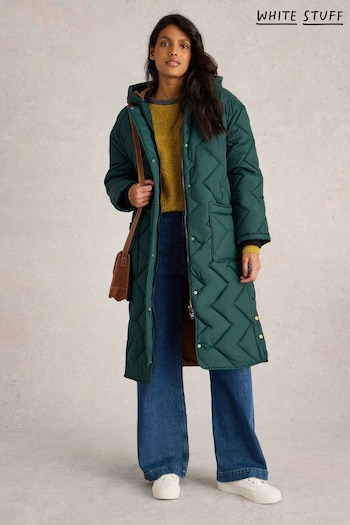 White Stuff Green Sloane Quilted Coat (AC9211) | £150