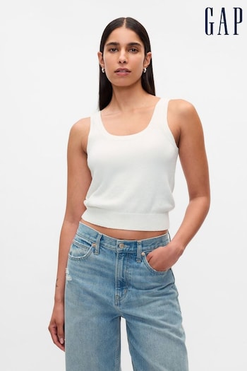 Gap White CashSoft Cropped Vest Top (AC9303) | £30