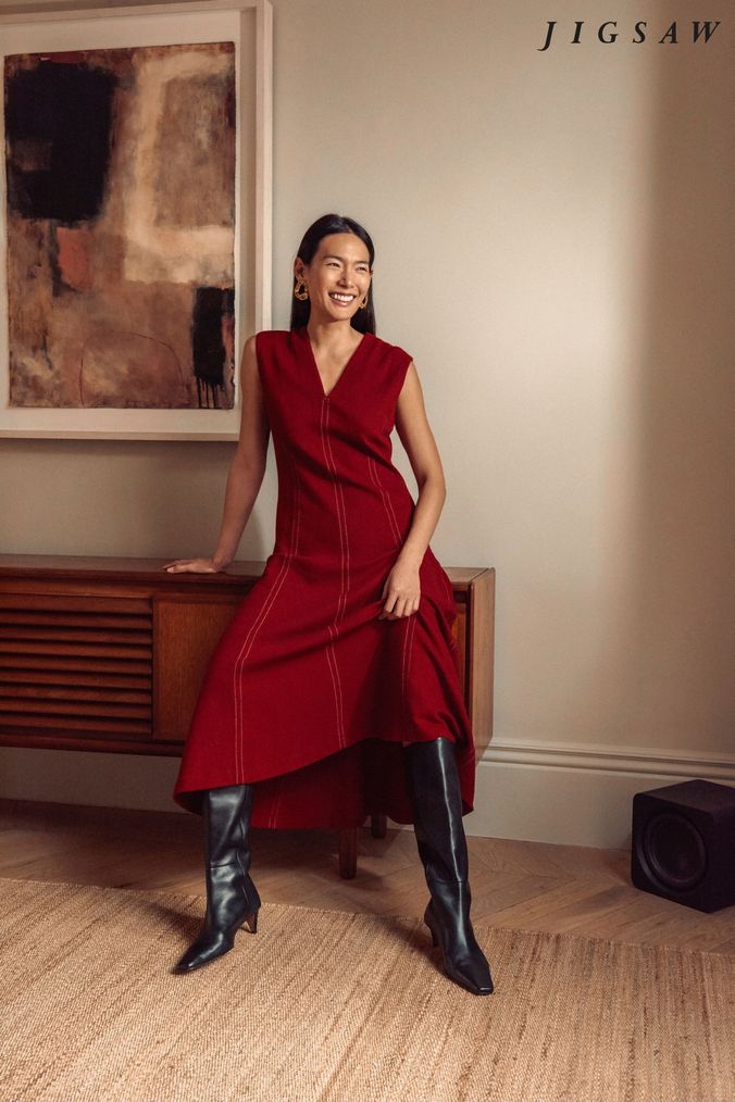 Buy Women s Medium Red Midi Sleeveless Dresses Online OnlinenevadaShops