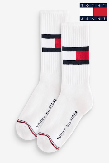 Tommy Hilfiger Flag White Socks 2 Pack (AC9445) | £20