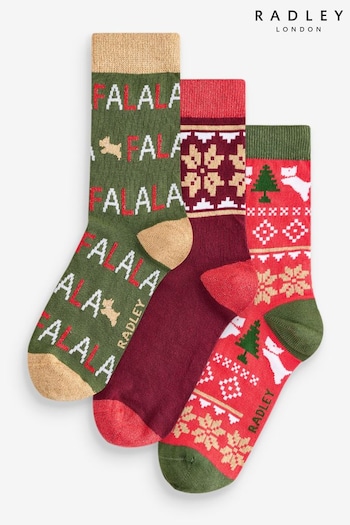 Radley London Red Festive Fairisle Sock Set 3 Pack (AD0671) | £25