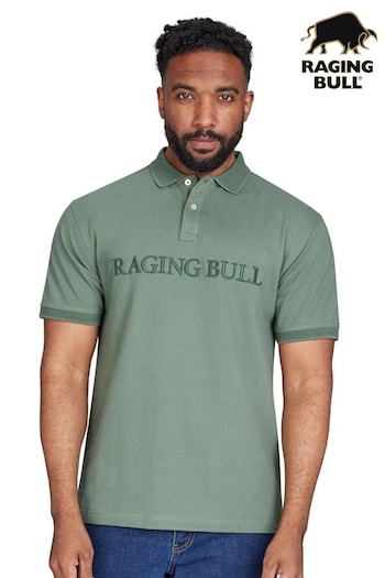 Raging Bull Green Tonal Embroidered Pique 100% Cotton Polo Shirt (AD0842) | £55 - £60