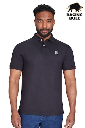 Raging Bull Patch Jersey 100% Cotton Black Polo Shirt (AD0873) | £55 - £60