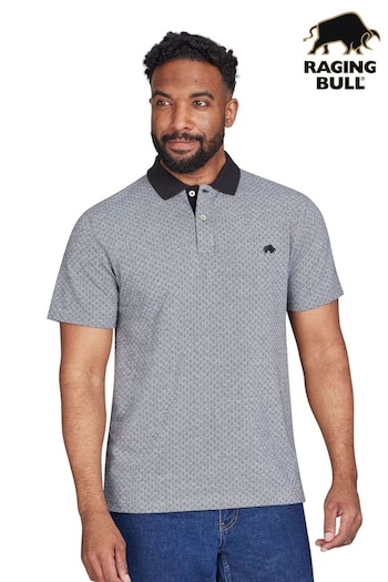 Raging Bull Jaquard Pique 100% Cotton Black Polo Shirt (AD0902) | £60 - £65