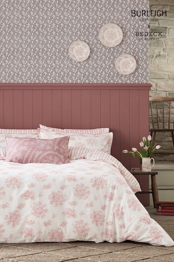 Burleigh X Bedeck Of Belfast Pink Asiatic Pheasants 100% Cotton Duvet Cover and Pillowcase Set (AD1650) | £90 - £150