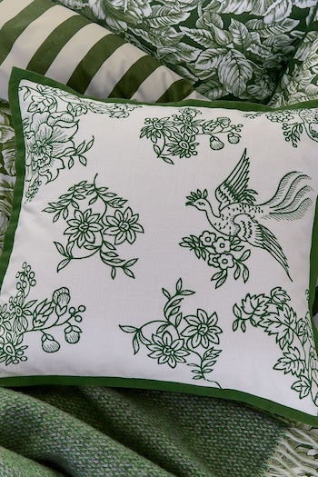 Burleigh X Bedeck Of Belfast Green Hibiscus 100% Cotton Cushion (AD1660) | £50