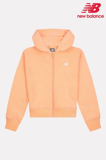 New Balance Orange Small Girls Brush Back Logo Zip Hoodie (AD1984) | £50 - £60